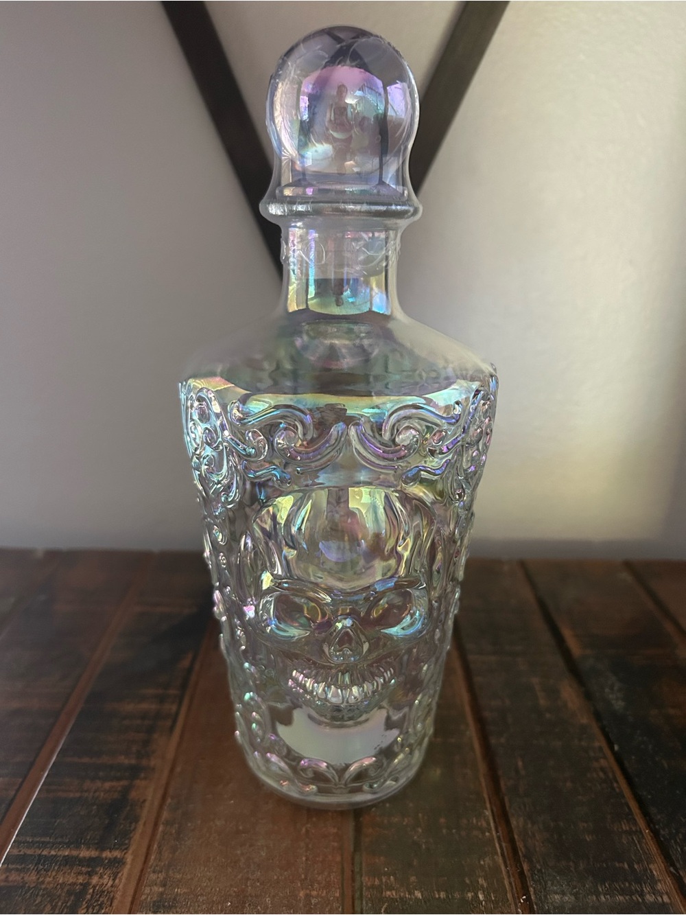 Target Bullseye Playground Halloween 2026 Iridescent Skull Glass Decanter New